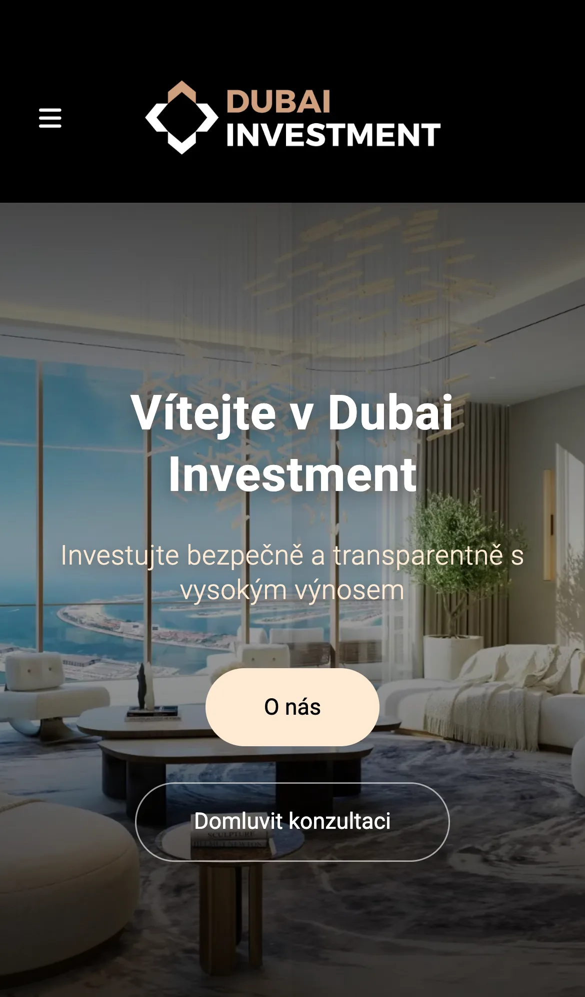 Dubai Investment website on a phone – our project