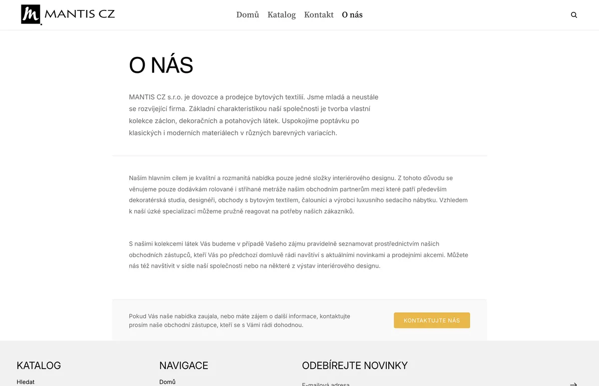 MANTIS CZ – online catalogue of decorative fabrics – 4/4