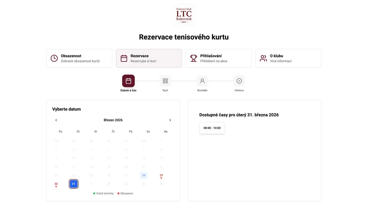 Tenisový rezervační systém LTC Rakovník – 3/3